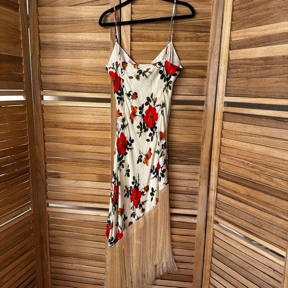NEW NWT MIRAE Belle Rose Floral Fringe Dress in Ecru color Size 40 M - Picture 5 of 11